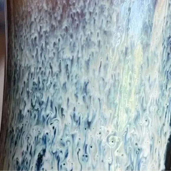 Mid-Century Modern Brown and White DRIP GLAZE 5.5" Bud Vase Unique Shape HTF! - Picture 4 of 4